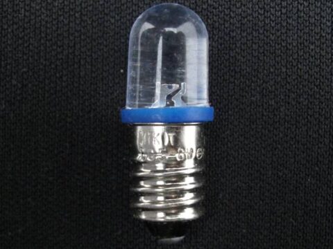 LED豆電球 E10/13型 DC5-6V 中+外- ∅10LED 青色30°2.5cd 1個パック