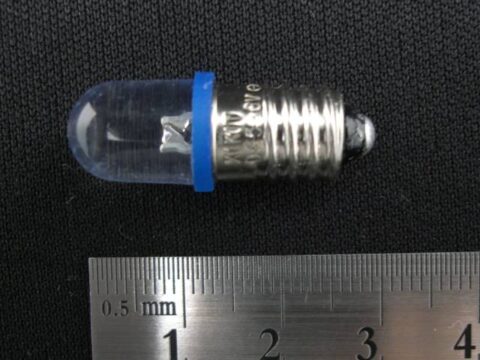 LED豆電球 E10/13型 DC5-6V 中+外- ∅10LED 青色30°2.5cd 1個パック
