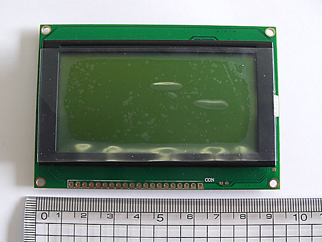 グラフィックLCDモジュール 128x64px 白色LEDバックライト 青色表示緑色背景 W94xH70xT14 1個パック